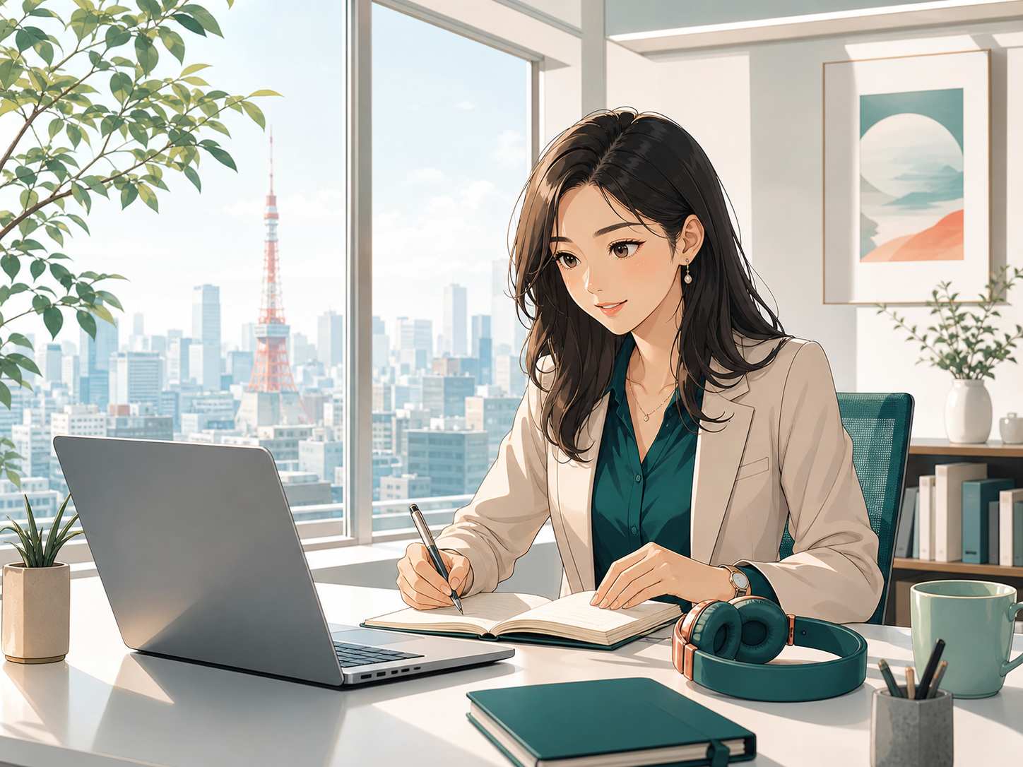 Nhân viên văn phòng học tiếng Nhật thương mại tại Tokyo